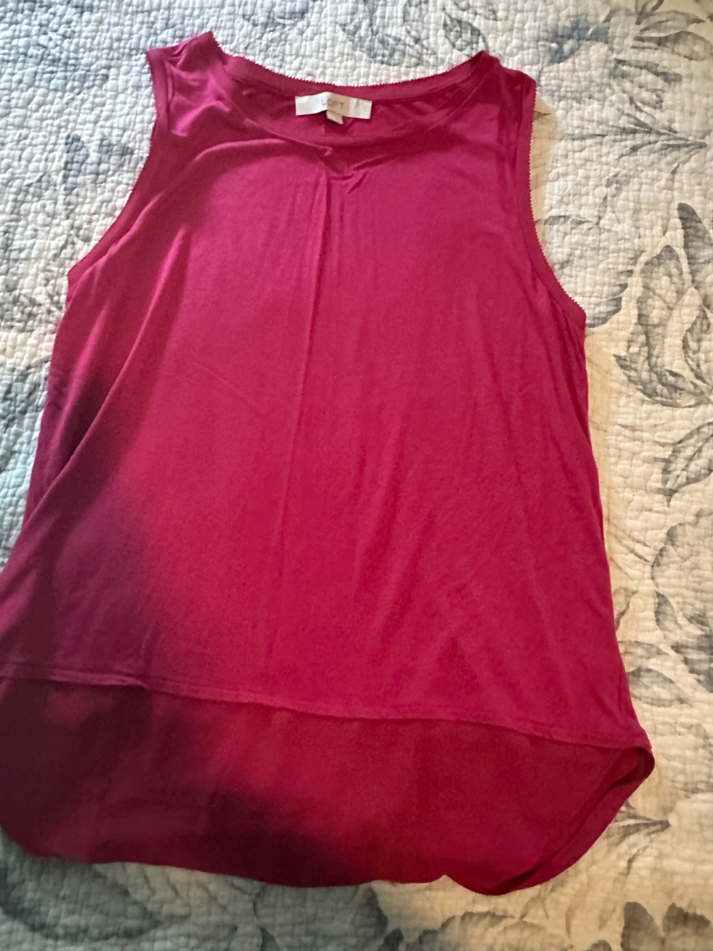 LOFT Sleeveless High-Low Tank Top - Berry Pink
